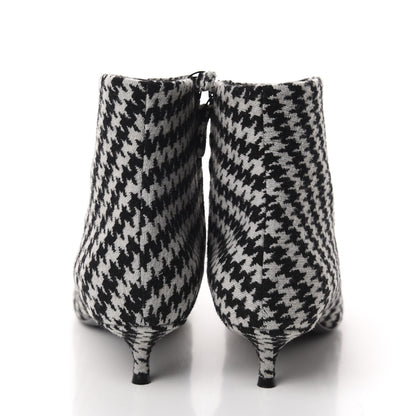 Balenciaga Wool Houndstooth BB Pointy Toe Ankle Booties 41 Black Ivory 5 of 10