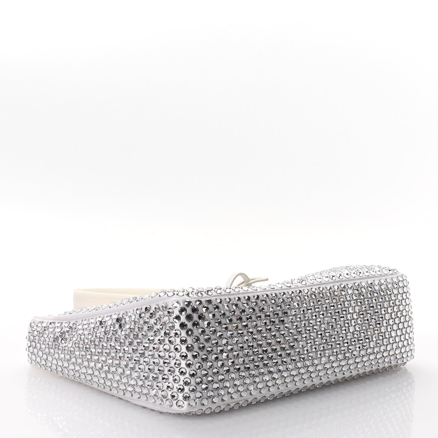 Satin Crystal Mini Re-Edition 2000 Bag White