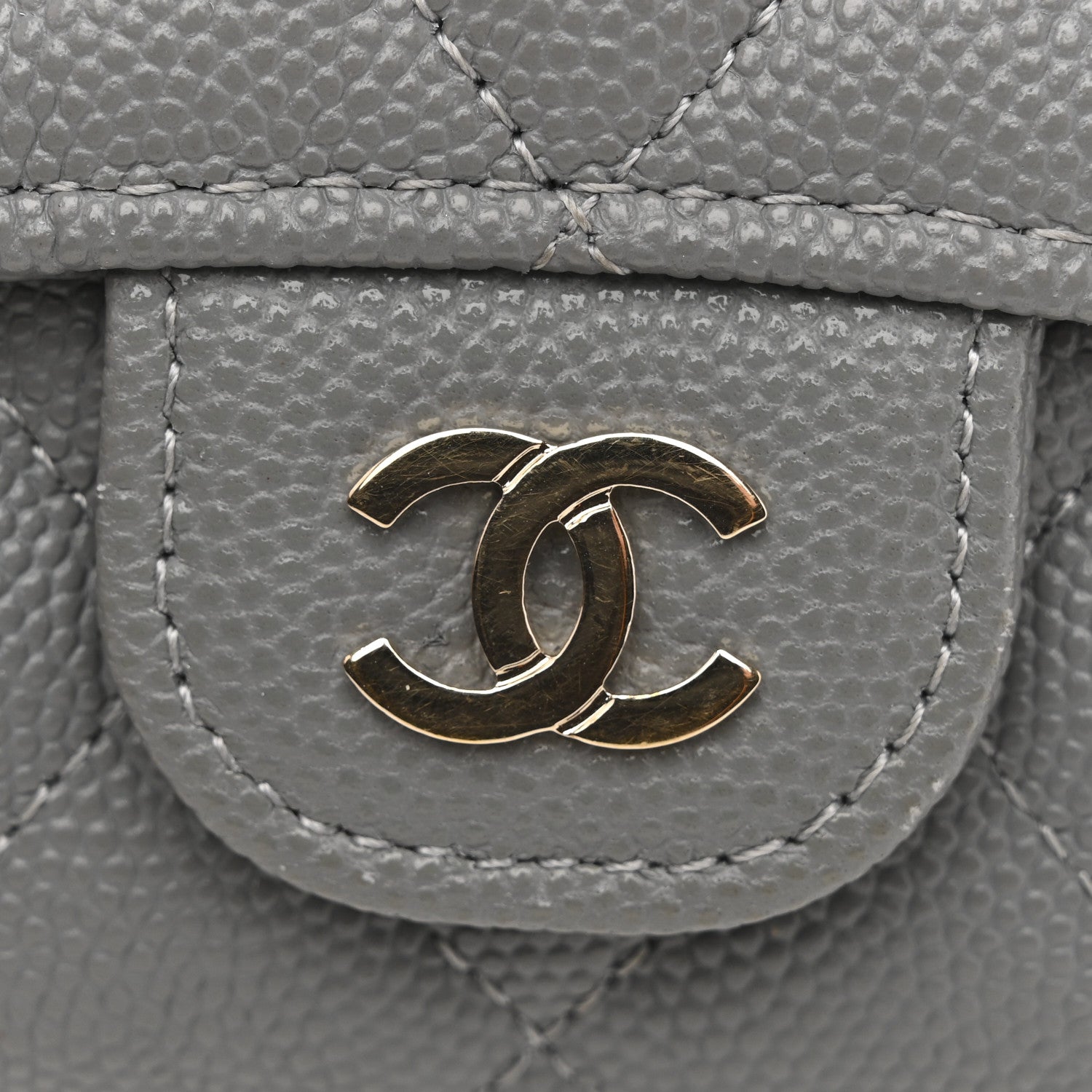 Chanel Caviar Quilted Flap Card Holder Wallet Grey 9 of 10