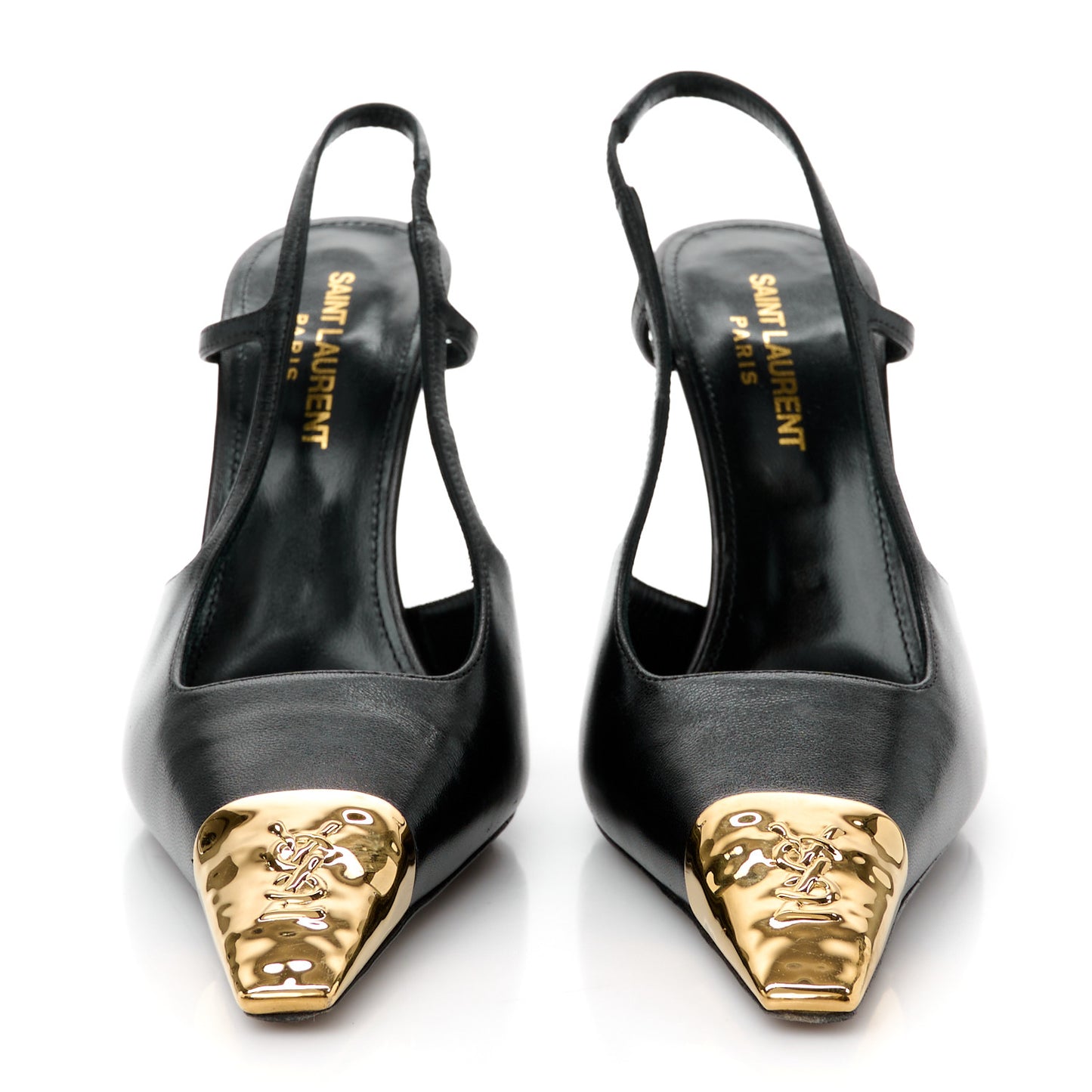 Smooth Calfskin Jeanne 110 Slingback Pumps 36 Black Gold