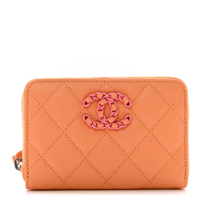 Chanel Caviar Flashy CC Zip Card Holder Wallet Orange 1 of 8