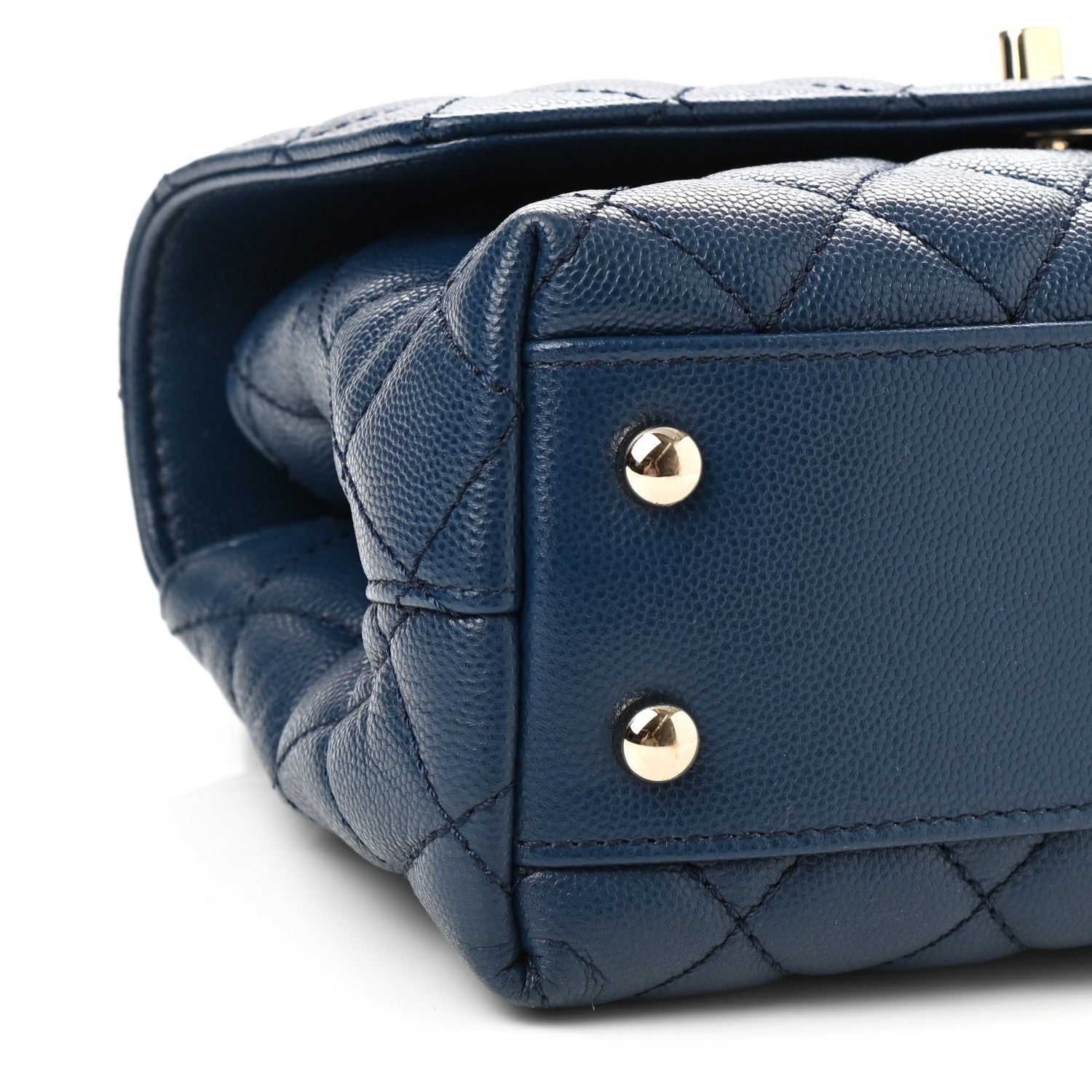 Chanel Caviar Quilted Lizard Embossed Mini Coco Handle Flap Dark Blue 9 of 10
