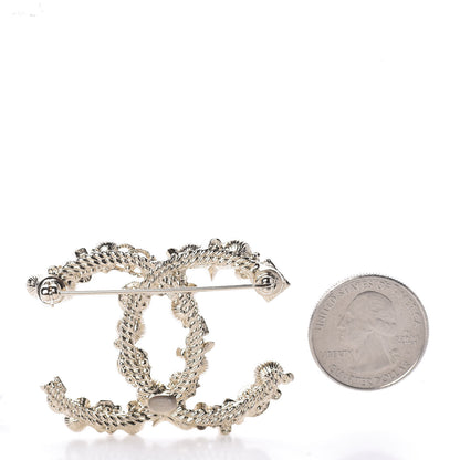 Chanel Crystal Pearl CC Charms Brooch Gold 2 of 4
