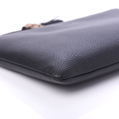 Gucci Pebbled Calfskin Large Bamboo Clutch Black 6 of 11