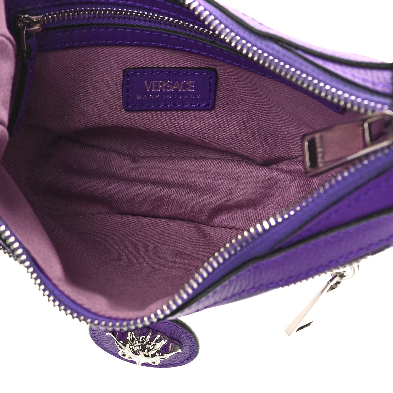 Versace Calfskin Small Repeat Zip Hobo Purple 5 of 8
