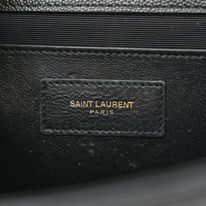 Saint Laurent Grain De Poudre Textured Mixed Matelasse Triquilt Medium Monogram Satchel Black 6 of 11