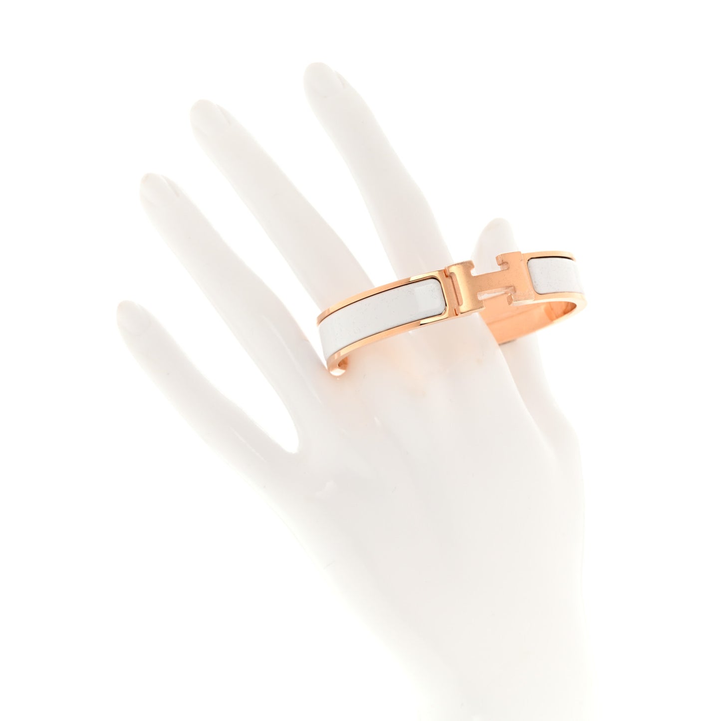 Enamel Narrow Clic Clac H Bracelet GM White