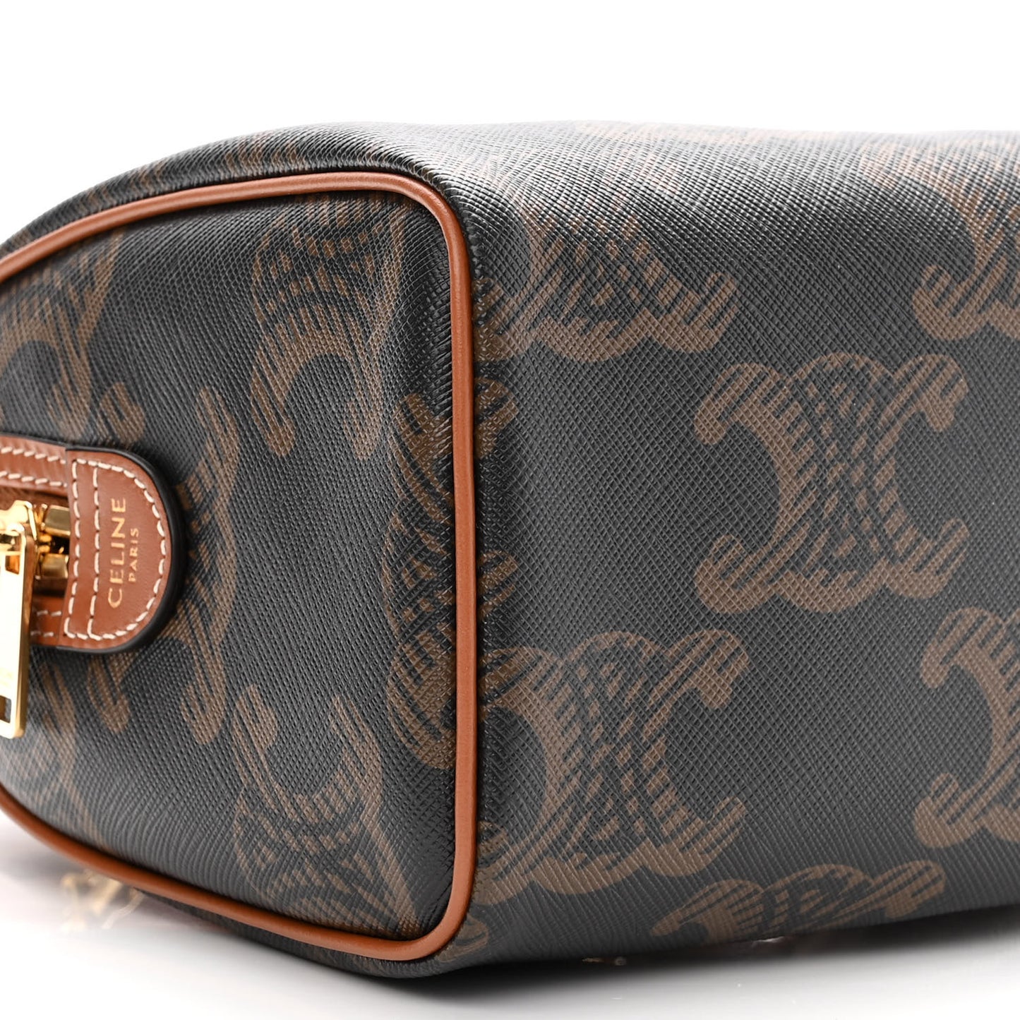 Triomphe Canvas XL Calfskin Small Boston Bag Tan