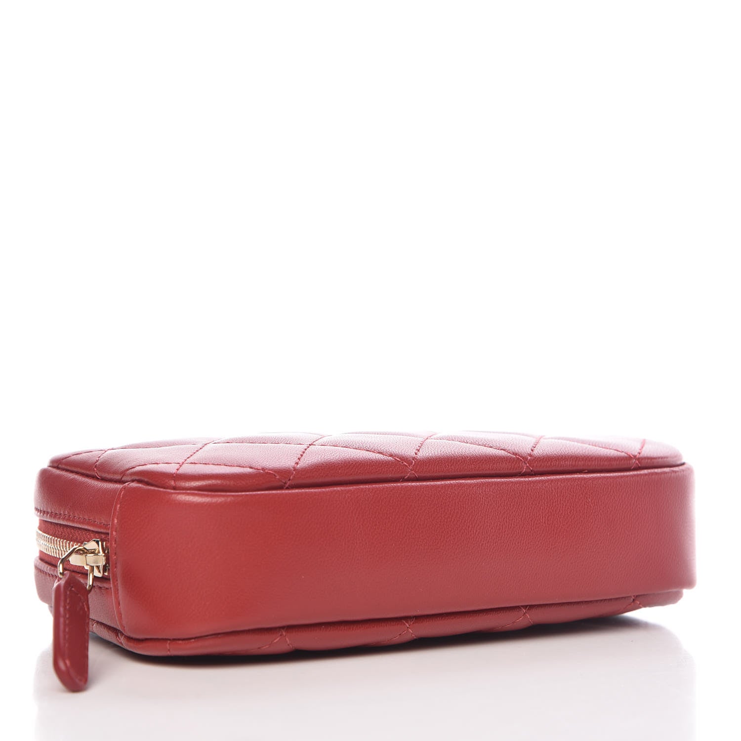 Chanel Lambskin Quilted Small Curvy Pouch Cosmetic Case Red 4 of 10