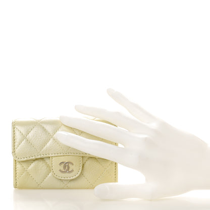 Chanel Cloudy Pearly Goatskin Quilted Flap Card Holder Wallet Light Yellow 2 of 10