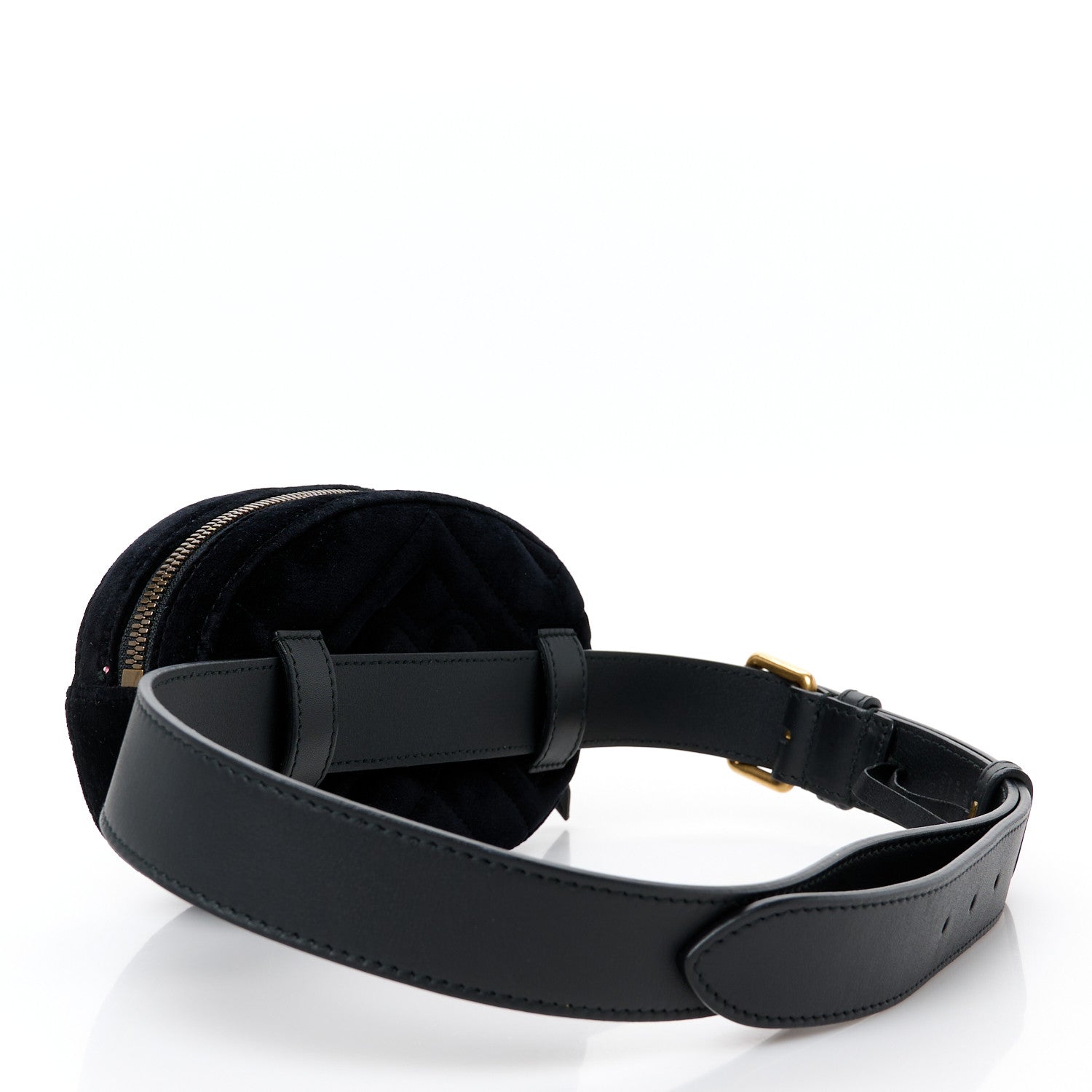 Gucci Velvet Matelasse GG Marmont Belt Bag 85 34 Black 3 of 12
