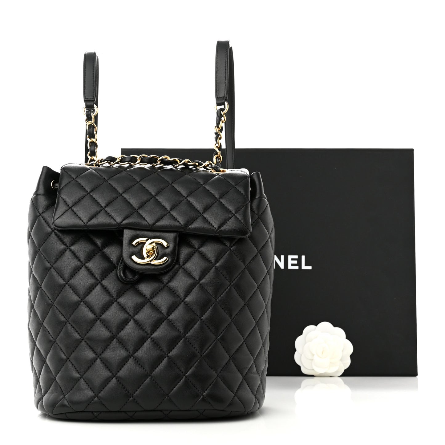 Lambskin Quilted Small Urban Spirit Backpack Black