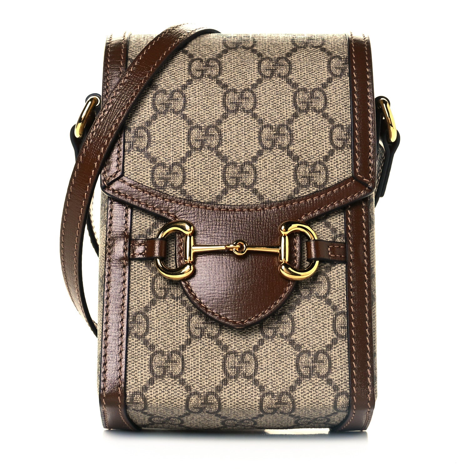 Gucci GG Supreme Monogram Mini Horsebit 1955 Crossbody Bag Beige Brown Sugar 1 of 8