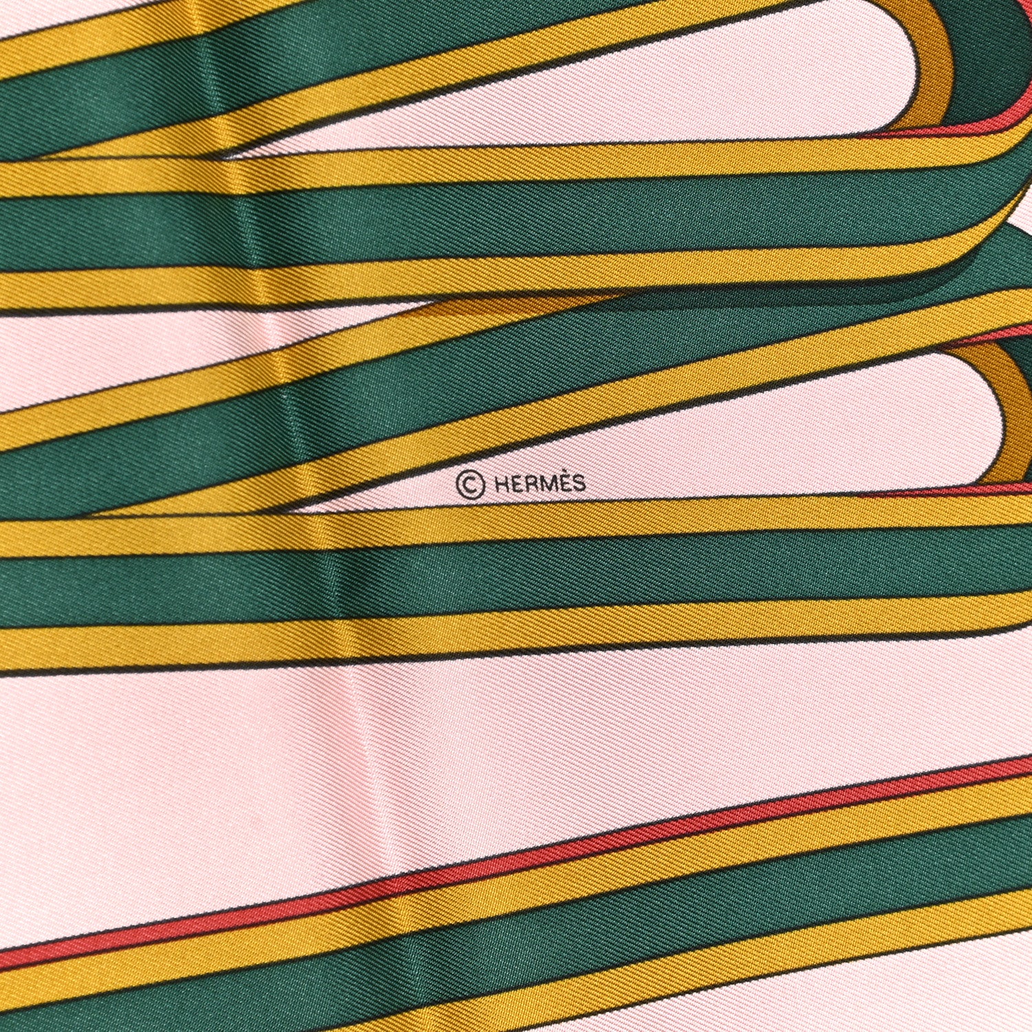 Hermes Silk Twill Grand Tralala 90 Rose Poudre Vert 4 of 6
