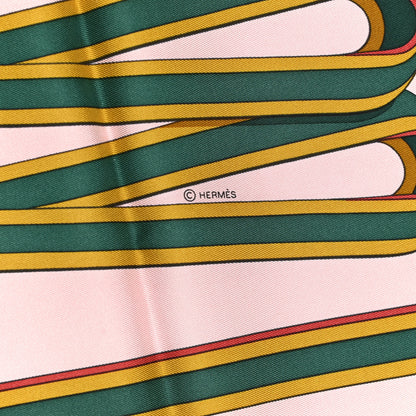 Hermes Silk Twill Grand Tralala 90 Rose Poudre Vert 4 of 6