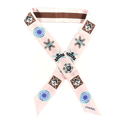 Chanel Silk Coco Snow Slim Bandeau Scarf Light Pink 1 of 3