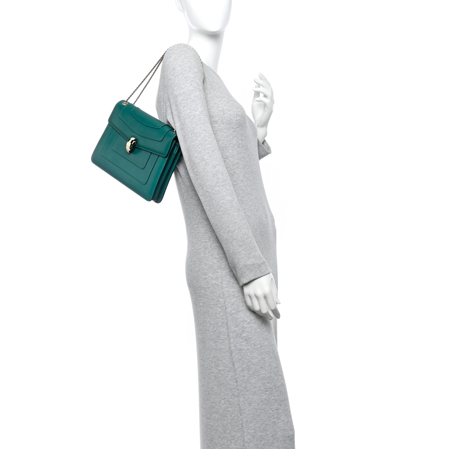 Bulgari Calfskin Serpenti Forever Shoulder Bag Emerald Green 2 of 16