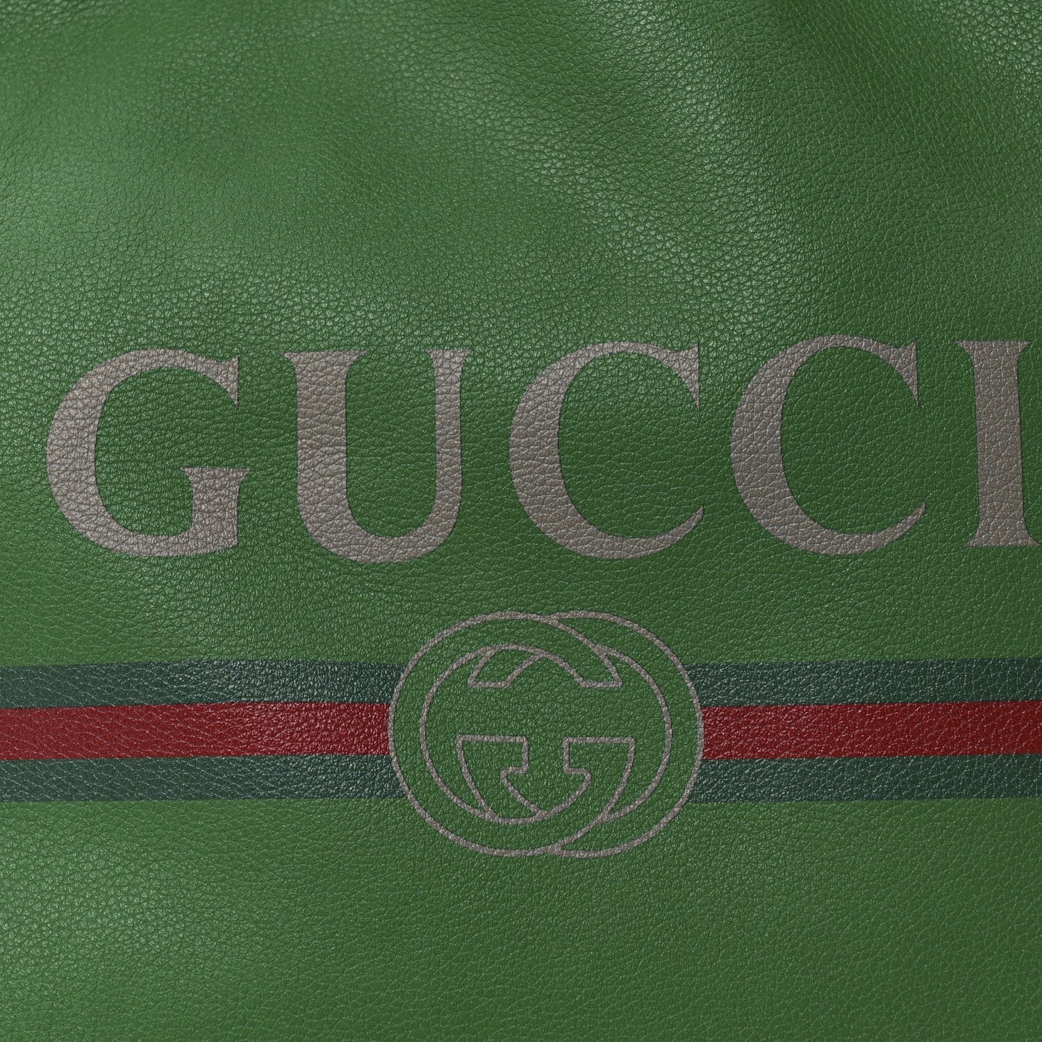 Gucci Grained Calfskin Logo Drawstring Backpack Green 9 of 11