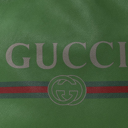 Gucci Grained Calfskin Logo Drawstring Backpack Green 9 of 11