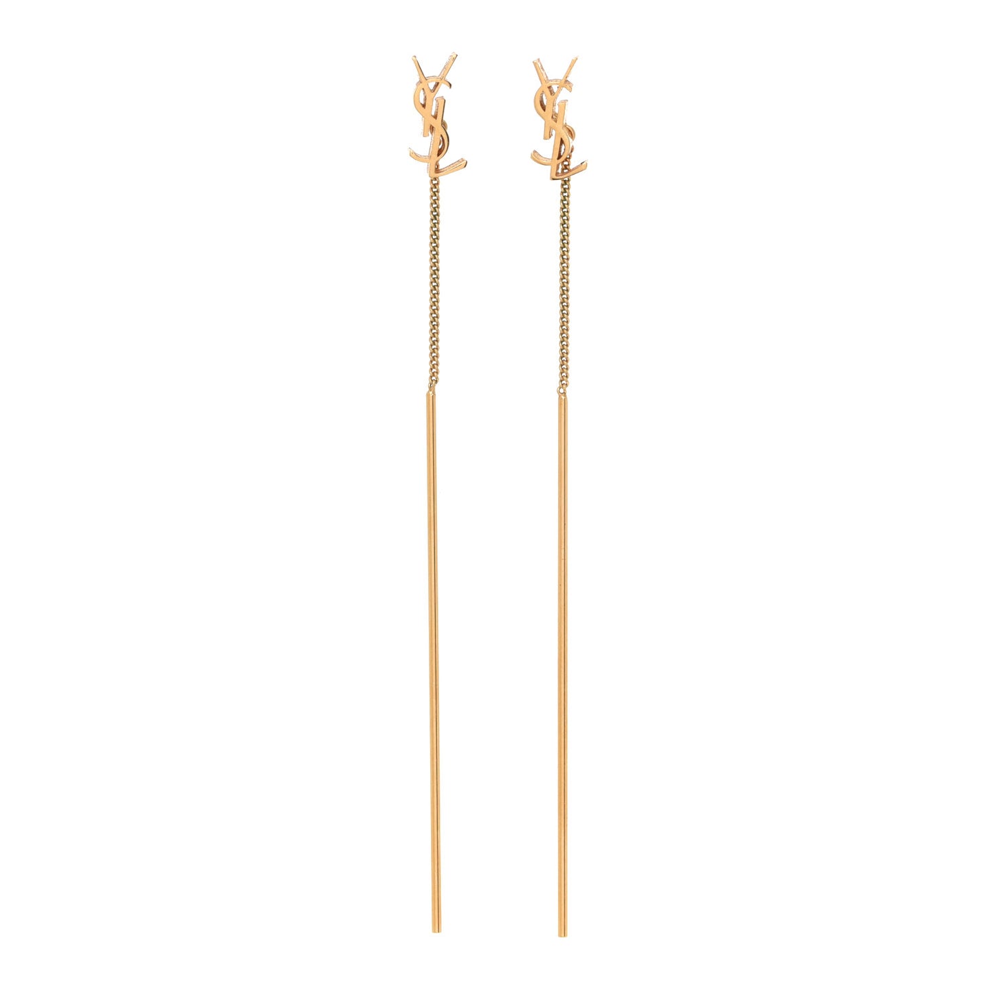 Metal Monogram Pendant Threader Earrings Gold