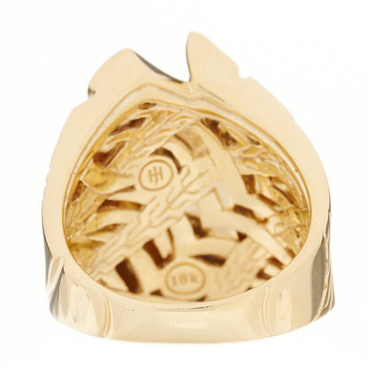 John Hardy 18K Yellow Gold Grey Diamond Lahar Saddle Ring 54 6.75 2 of 5