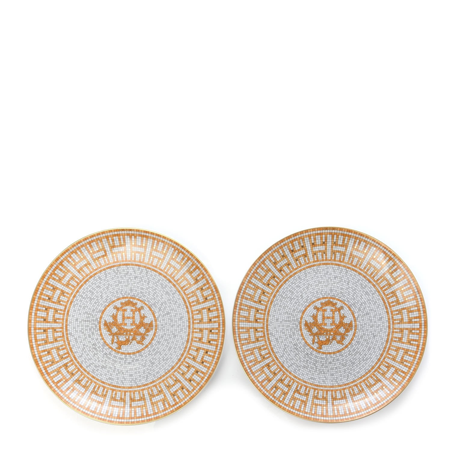 Hermes Porcelain Mosaique au 24 Dessert Plate Set of 2 1 of 6