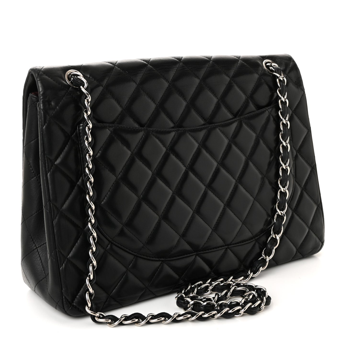 Lambskin Quilted Maxi Single Flap Black