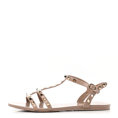 Valentino Garavani PVC Jelly Rockstud Caged Sandals 40 Poudre 1 of 8