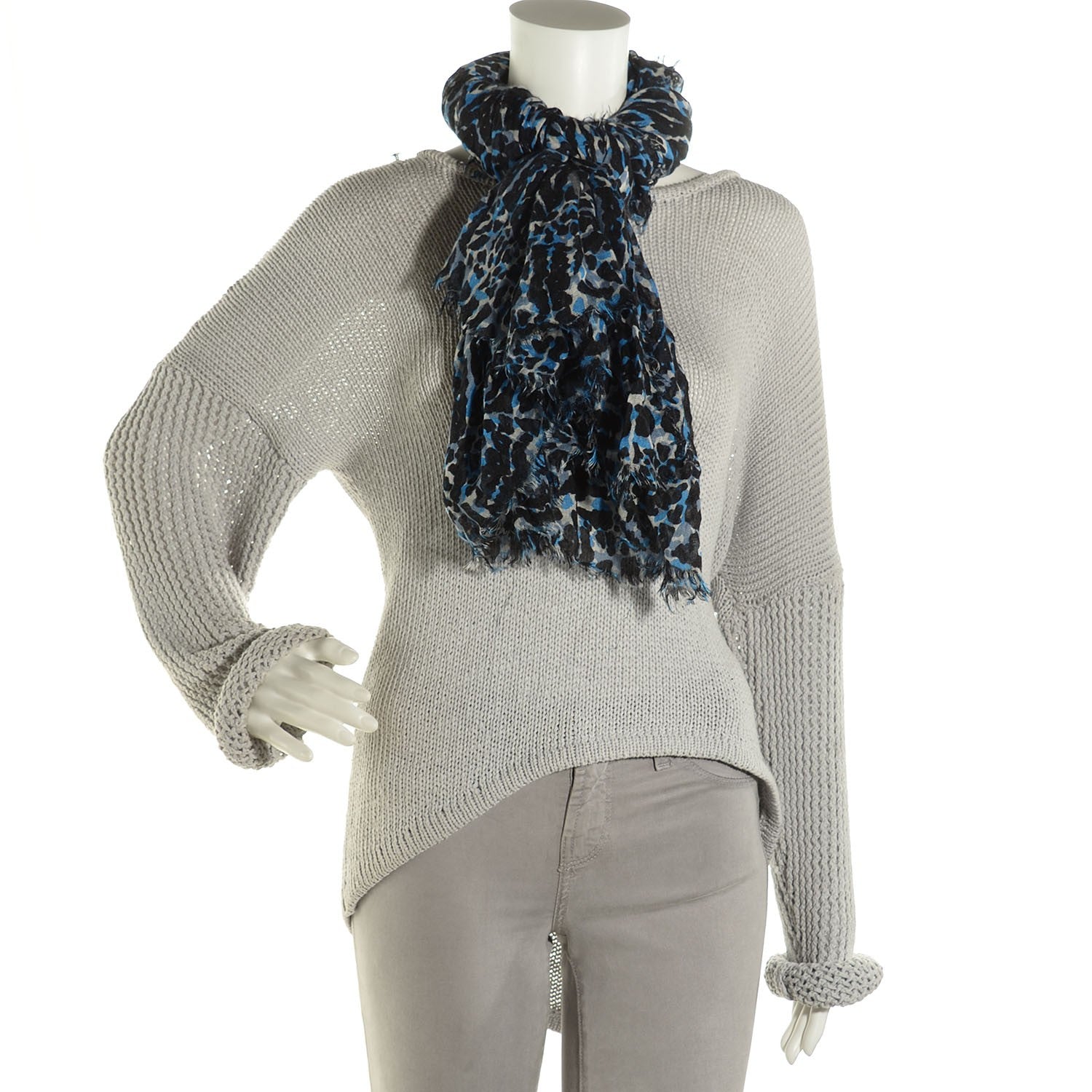 Louis Vuitton Cashmere Silk Leopard Stole Blue 2 of 6