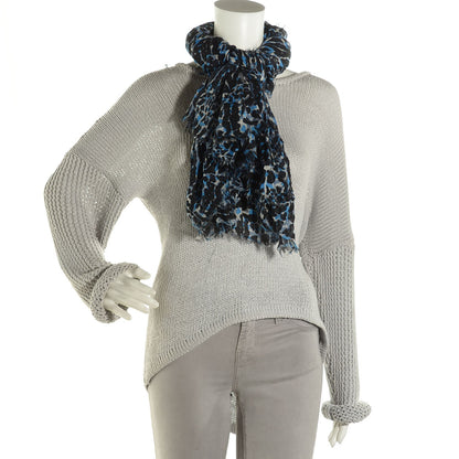 Louis Vuitton Cashmere Silk Leopard Stole Blue 2 of 6