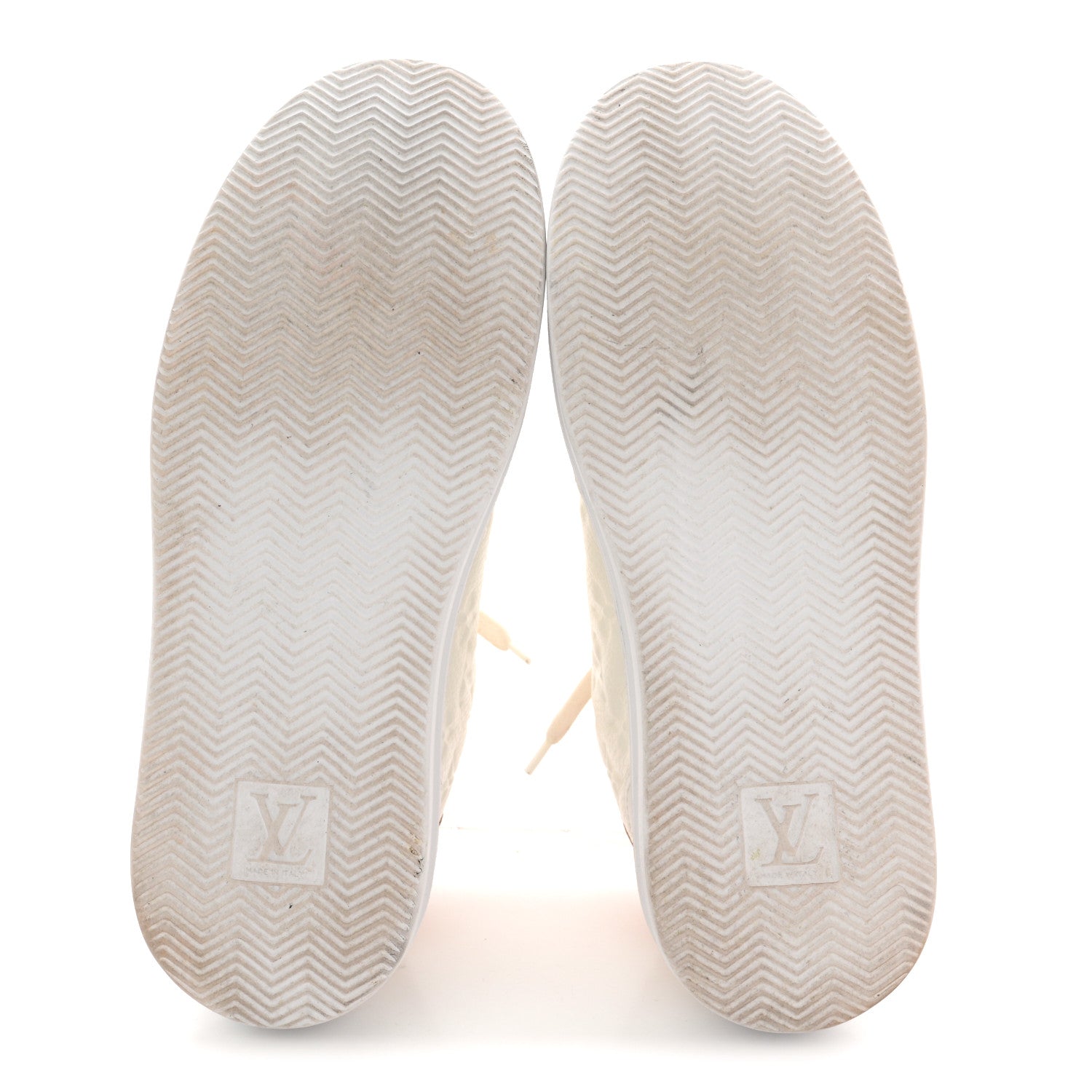 Louis Vuitton Grained Calfskin Embossed Monogram Mens Beverly Hills Sneakers 8.5 White 6 of 12