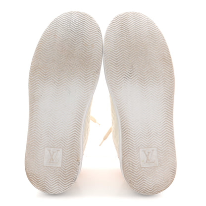Louis Vuitton Grained Calfskin Embossed Monogram Mens Beverly Hills Sneakers 8.5 White 6 of 12