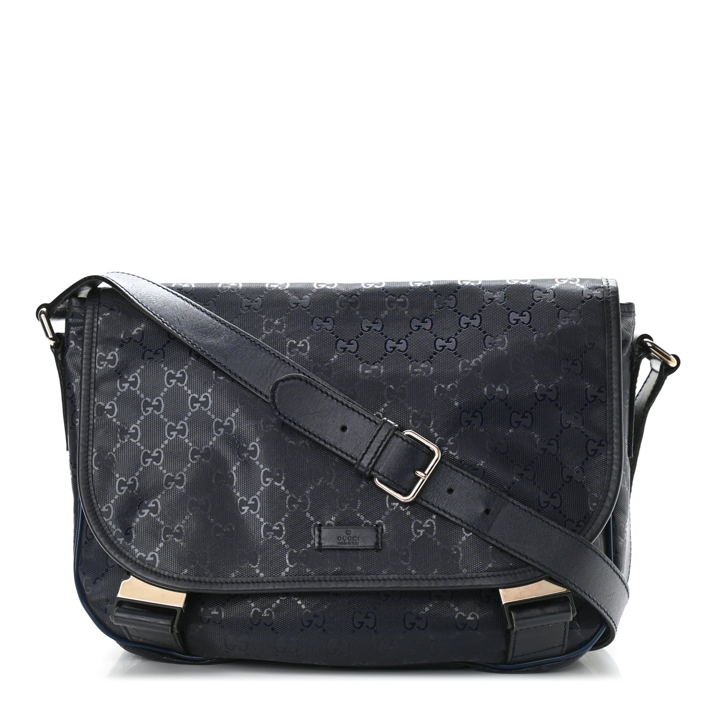 Imprime Monogram Medium Double Buckle Flap Messenger Bag Navy