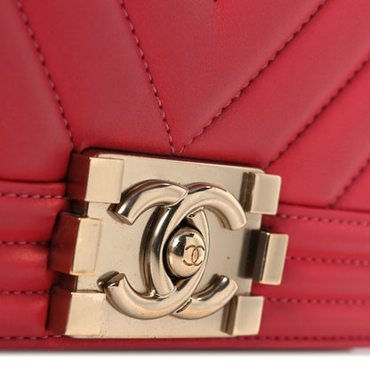 Chanel Calfskin Chevron Quilted Medium Boy Flap Pink 13 of 16