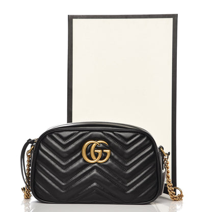 Gucci Calfskin Matelasse Small GG Marmont Chain Shoulder Bag Black 16 of 16