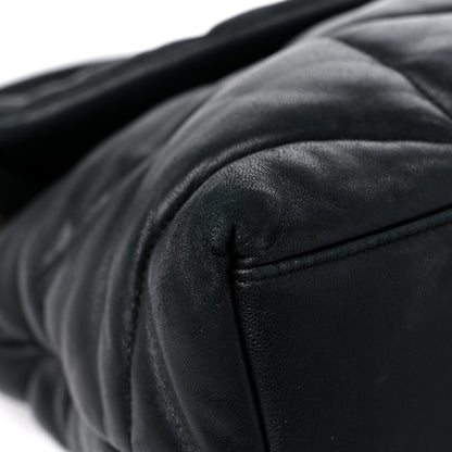 Saint Laurent Lambskin Quilted Medium Loulou Puffer Monogram Chain Satchel Black 9 of 19