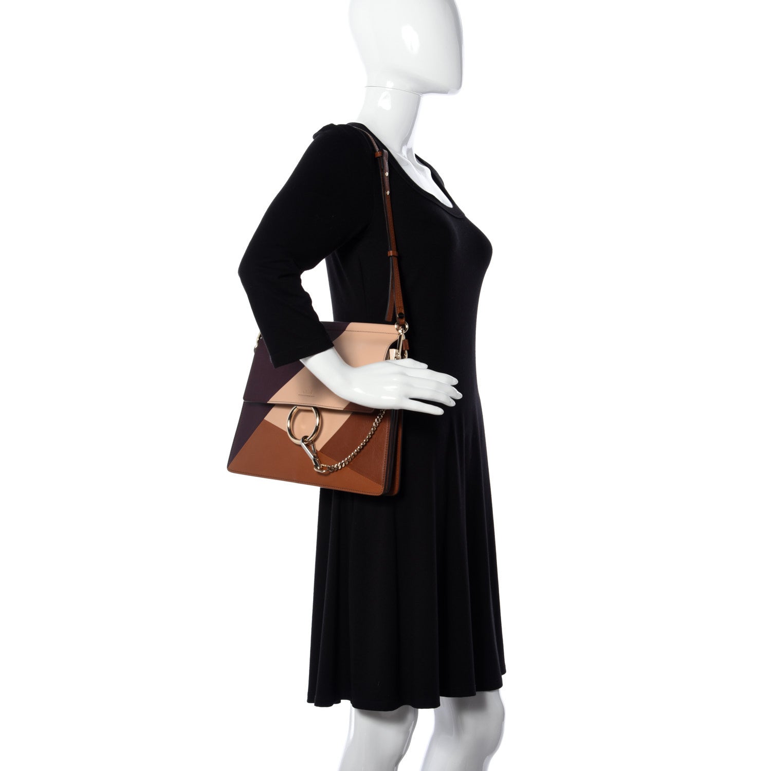 Chloe Smooth Calfskin Patchwork Medium Faye Shoulder Bag Light Tan 2 of 9