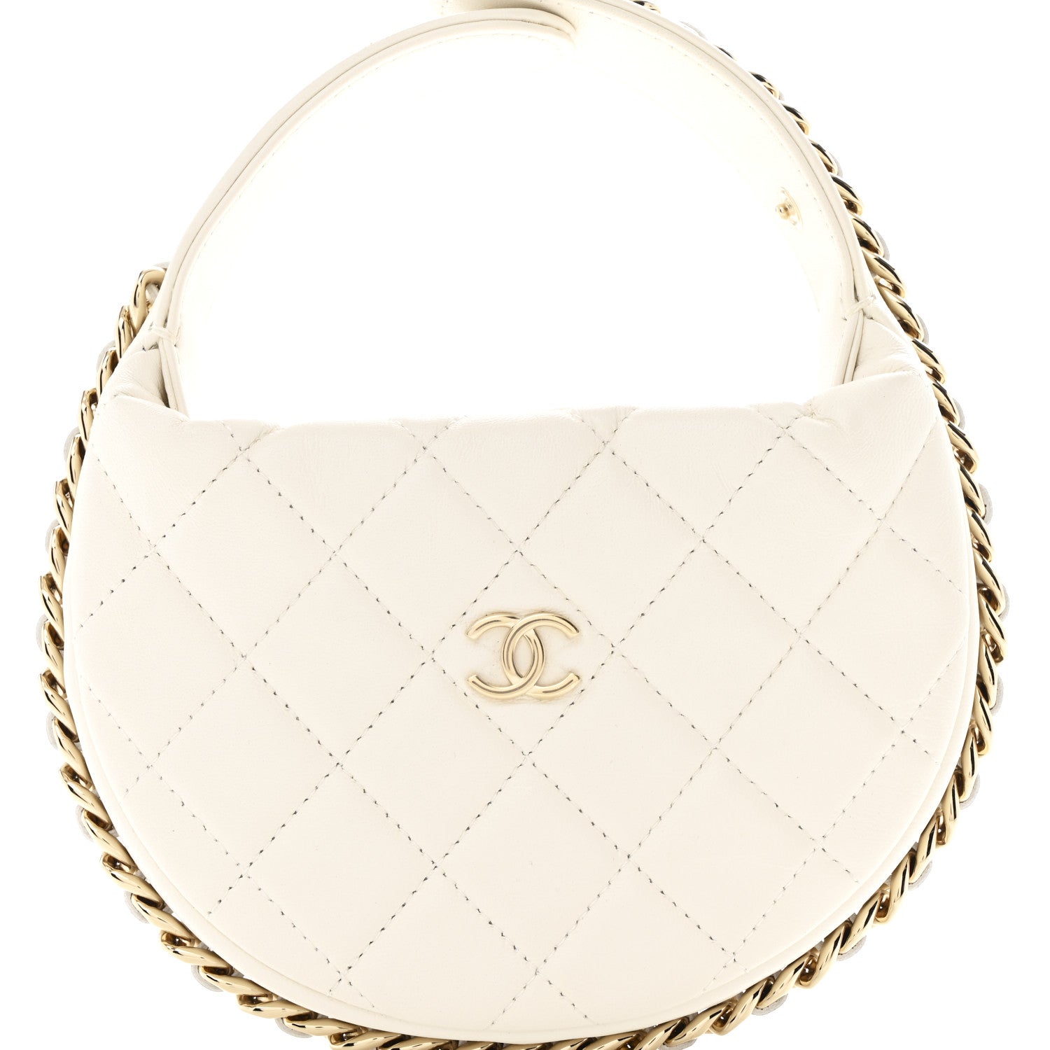 Chanel Lambskin Quilted Chain Around Pouch Hobo White 8 of 10