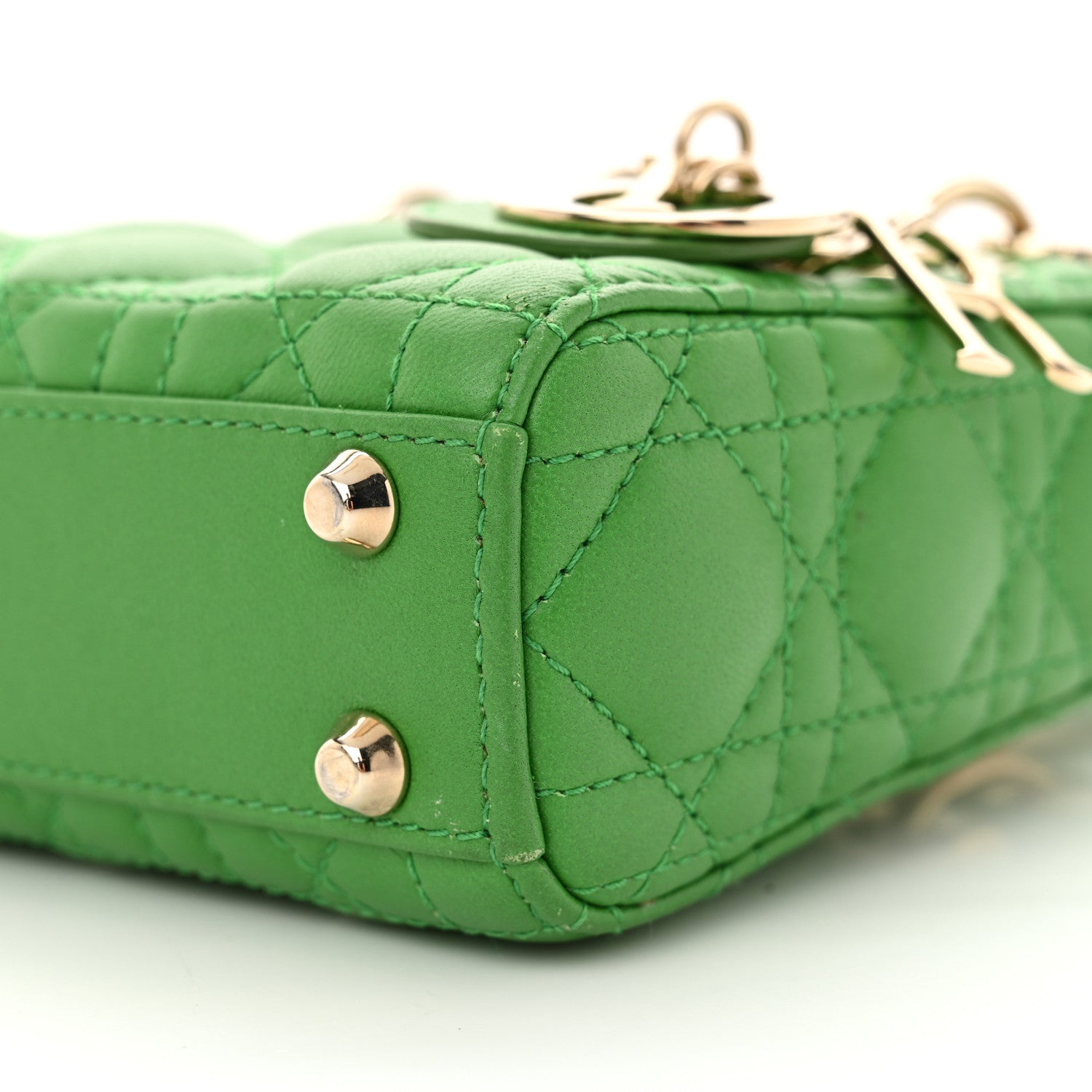 Christian Dior Lambskin Cannage Micro Lady Dior Green 10 of 13