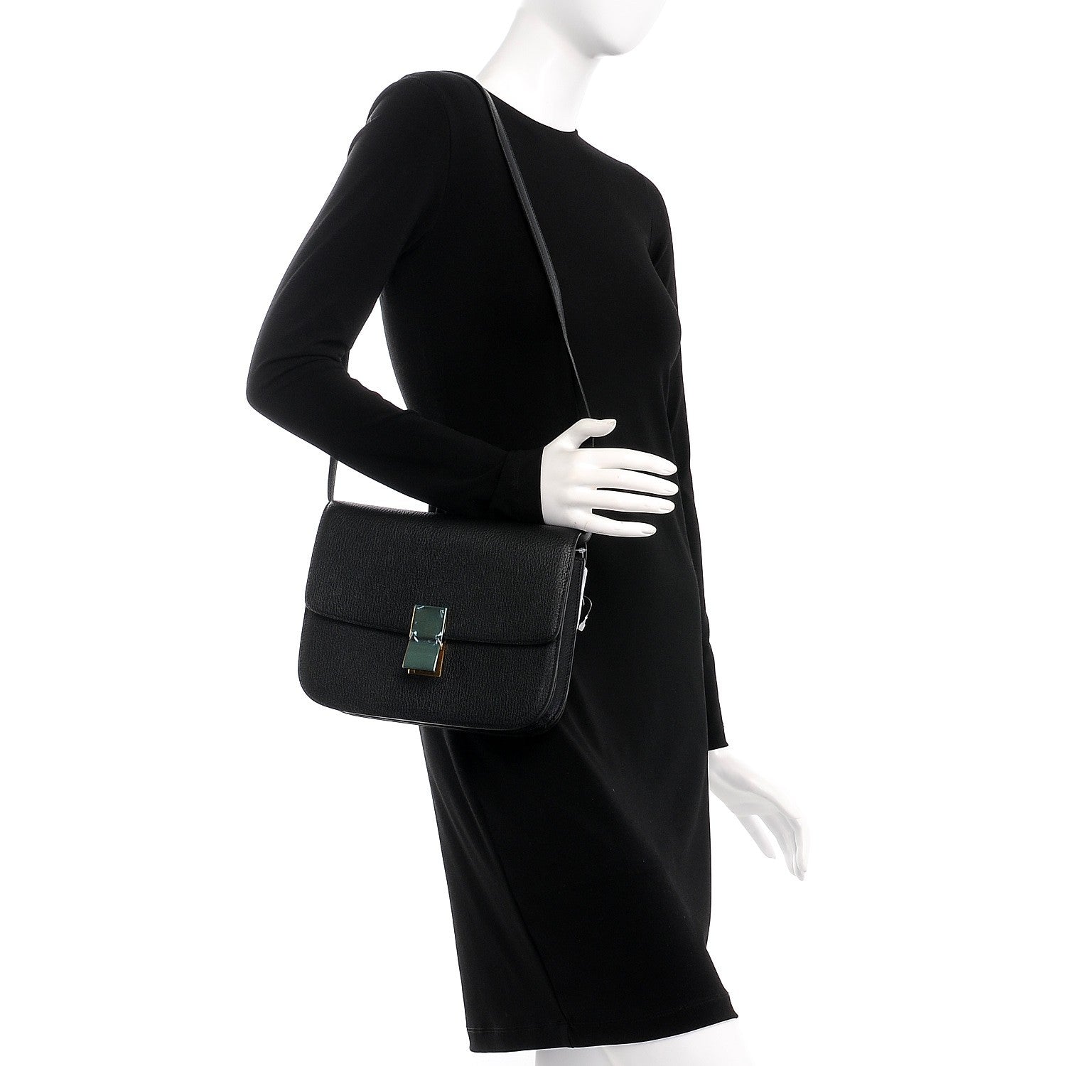 Celine Goatskin Medium Classic Box Flap Bag Black 2 of 8