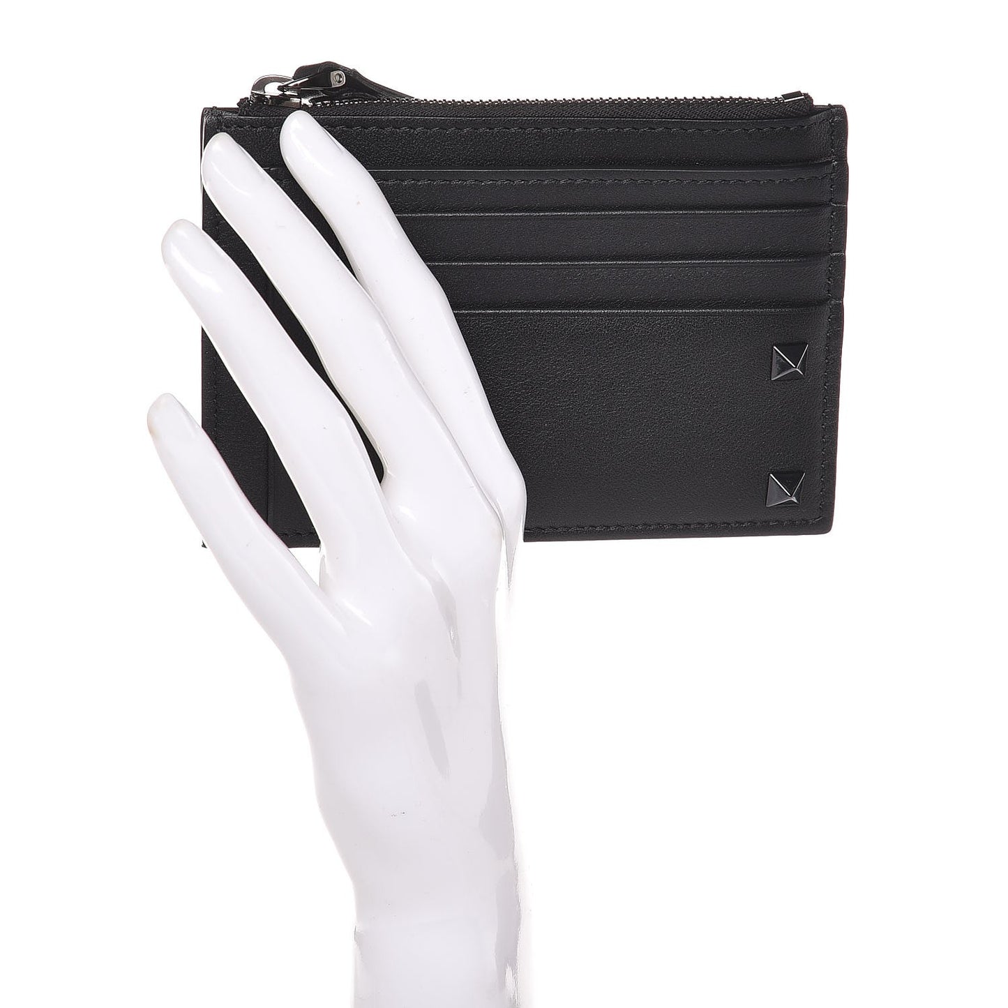 Vitello Rockstud Coin Case Card Holder Black