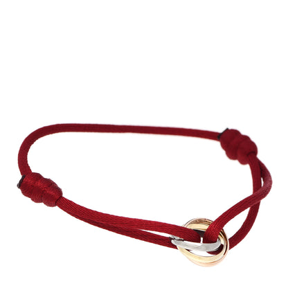 Cartier 18K Pink Yellow White Gold Trinity Cord Bracelet Red 1 of 7