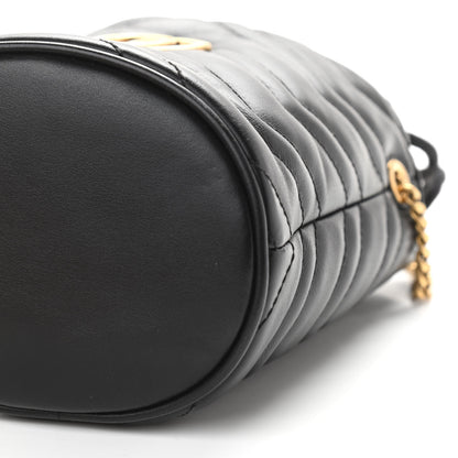Gucci Calfskin Matelasse Mini GG Marmont 2.0 Bucket Bag Black 10 of 12