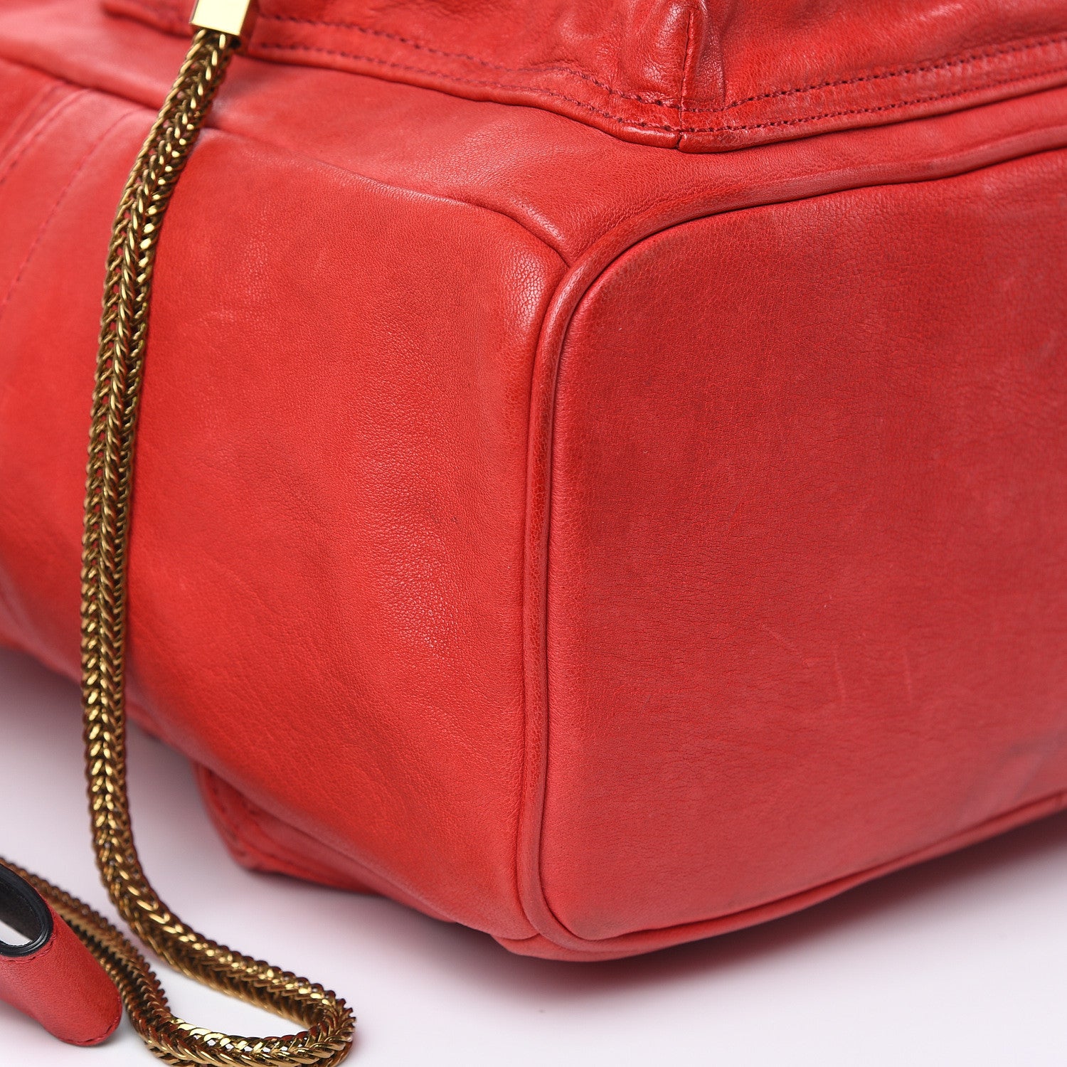 MCM Lambskin Fox Fur Small Stark Insignia Backpack Red 8 of 19