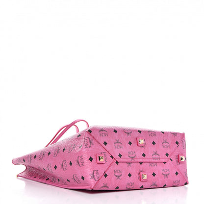 MCM Visetos Kira North South Shopper Tote Pink 5 of 9