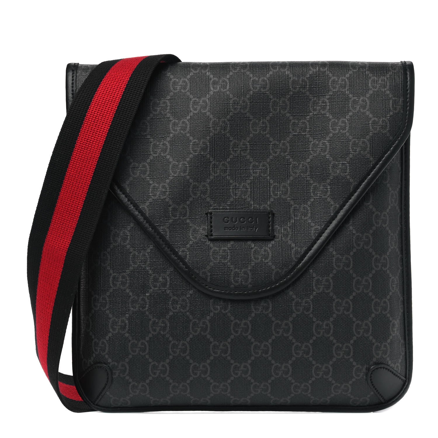 Gucci GG Supreme Monogram Web Medium Messenger Bag Black Grey 1 of 4