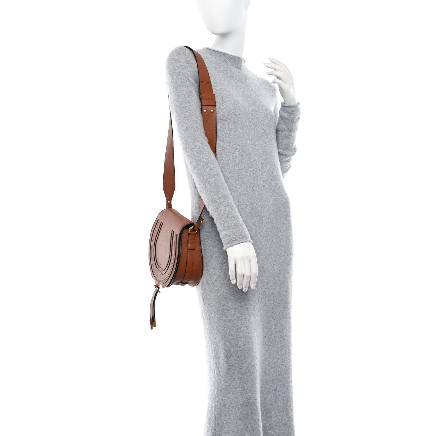 Chloe Calfskin Medium Marcie Round Crossbody Bag Tan 2 of 8