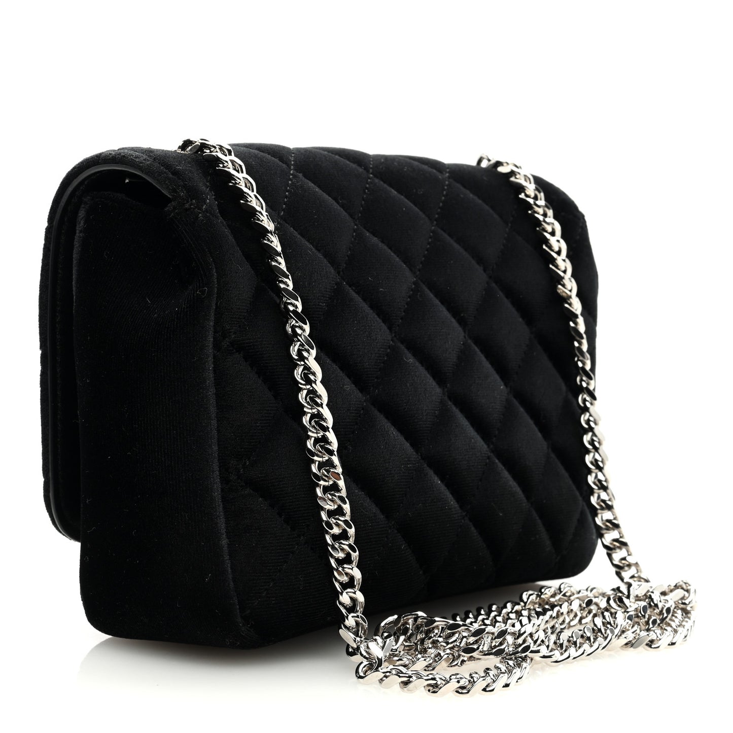 Velvet Quilted Icon Crossbody Bag Black
