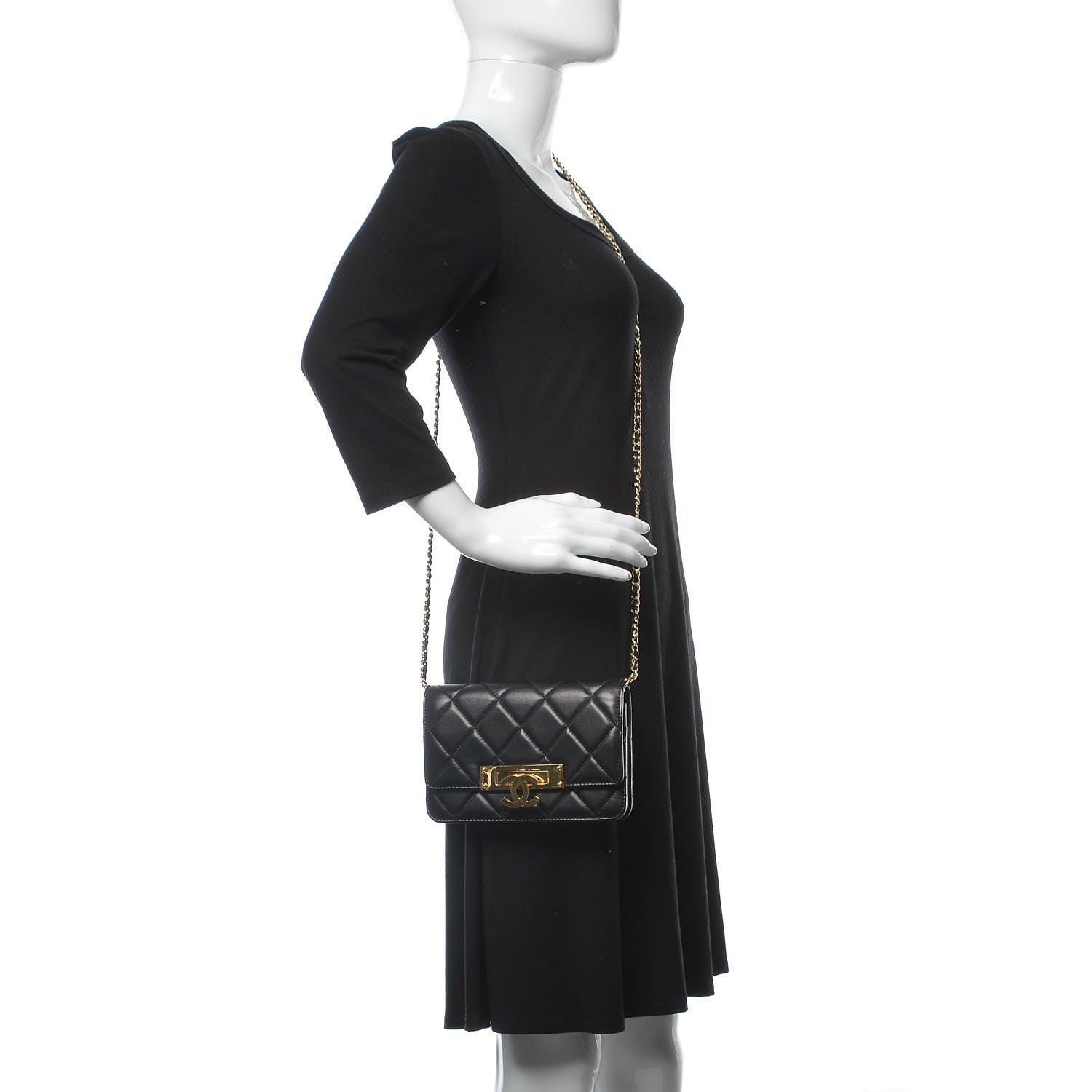 Chanel Lambskin Quilted Golden Class Wallet on Chain WOC Black 2 of 10