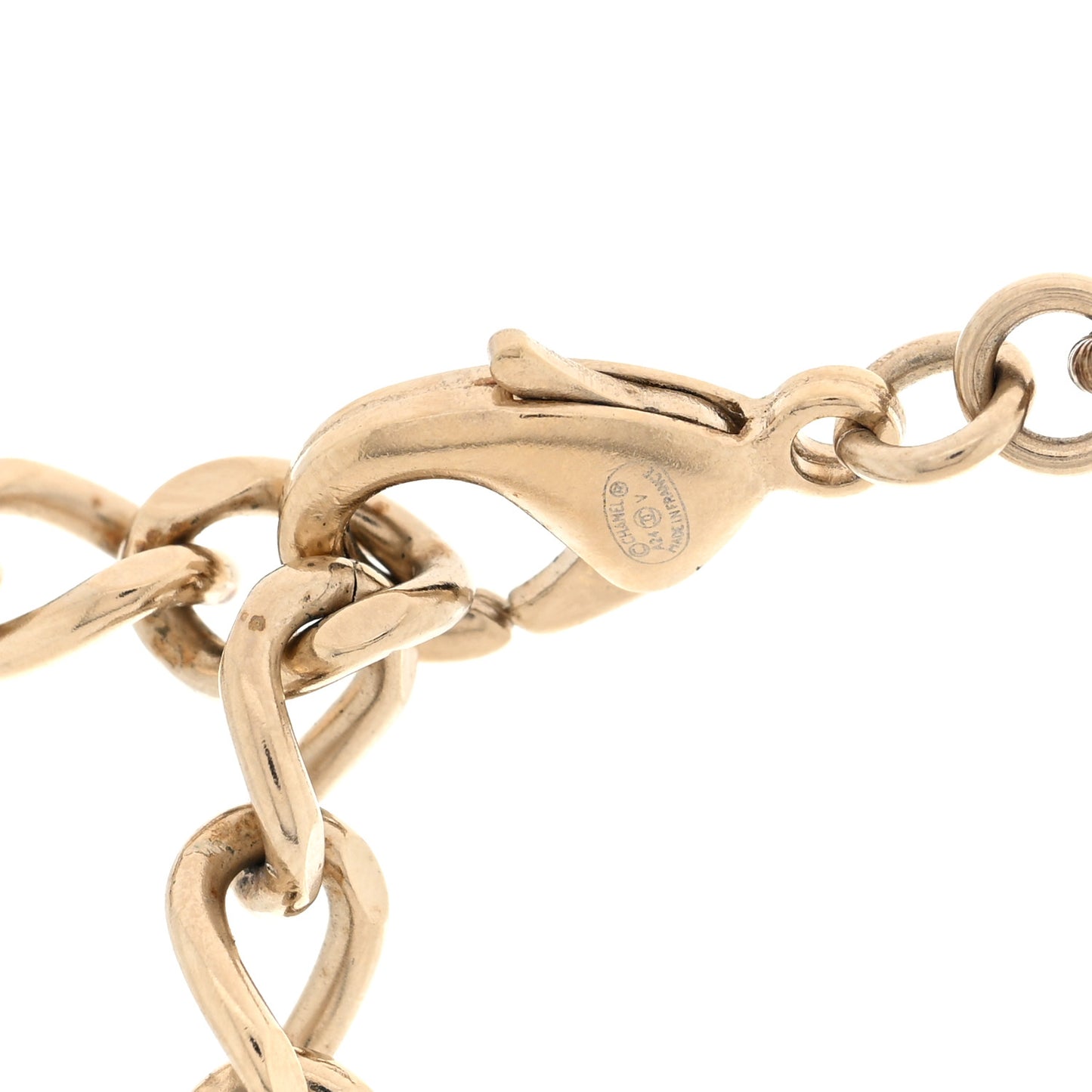 Pearl Crystal Baguette CC Short Necklace Gold